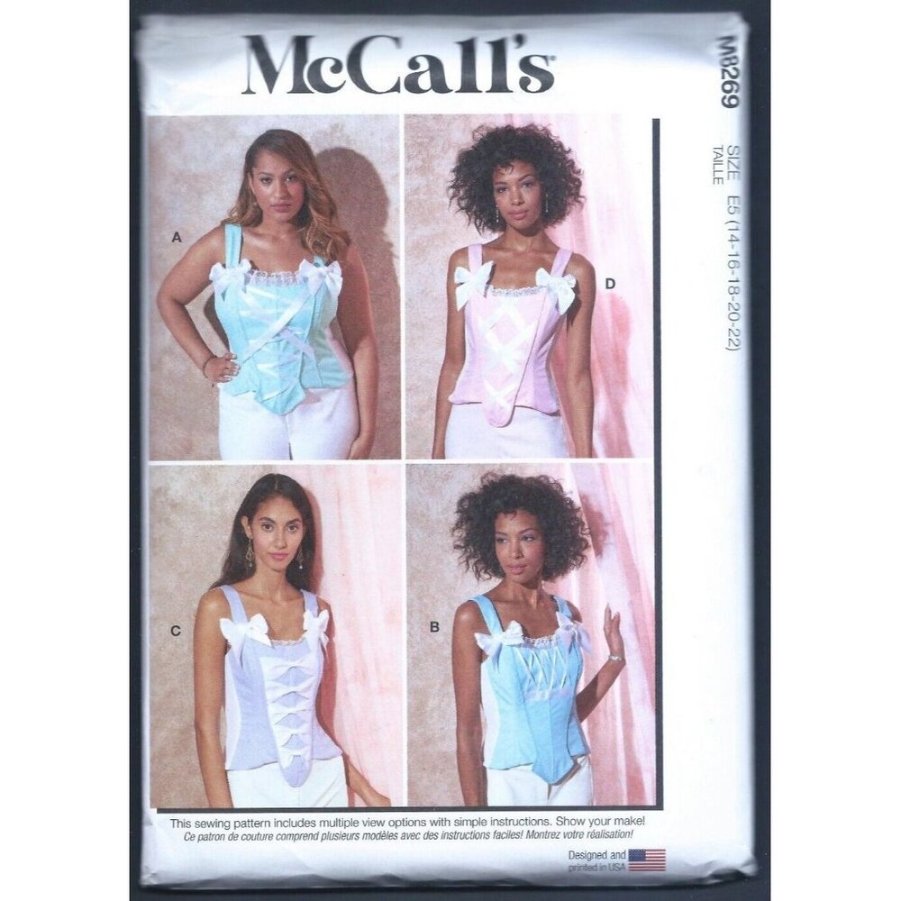 McCall's M8269 Misses 14 to 22 Corsets with A,B,C,D Cup Sewing Pattern New
